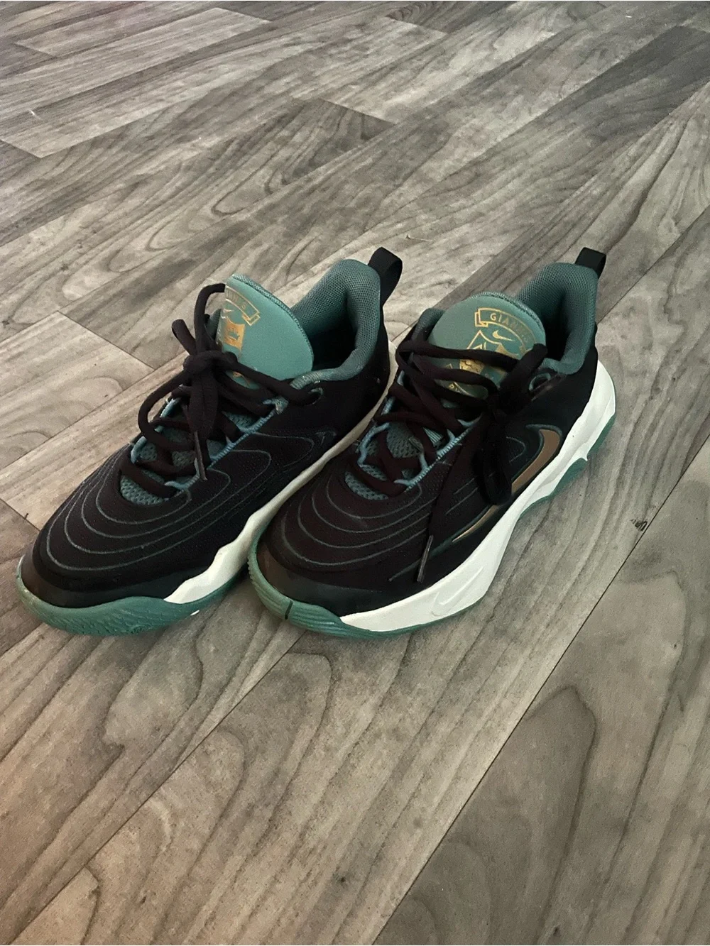 Nike Kids Black and Teal/Green Accent Sneakers